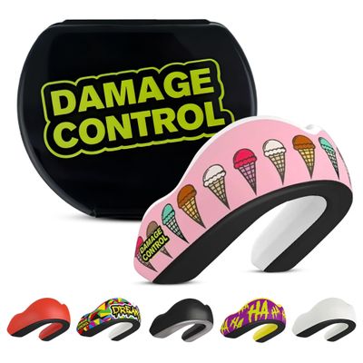 DAMAGE CONTROL Extreme Impact Mouth Guard Sports Mouthguard for Boxing, MMA, BJJ, Hockey, Rugby, Lacrosse, & More Mouthpiece for Teeth & Jaw Protection, for Youth & Adults (Women, I Scream)