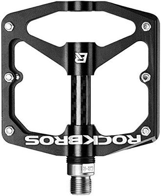 Rock BROS Mountain Bike Pedals Flat Bicycle Pedals 9/16 Lightweight Road Bike Pedals Carbon Fiber Sealed Bearing Flat Pedals for MTB (Black)