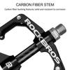 Rock BROS Mountain Bike Pedals Flat Bicycle Pedals 9/16 Lightweight Road Bike Pedals Carbon Fiber Sealed Bearing Flat Pedals for MTB (Black) view 3