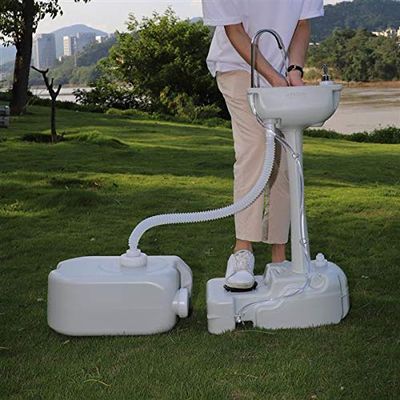ThxOutdoor Removable Hand Sink with 24L Recovery Tank Camping/RV/Barber/Kitchen/Indoor, HDPE, w/Towel Holder, Soap Dispenser