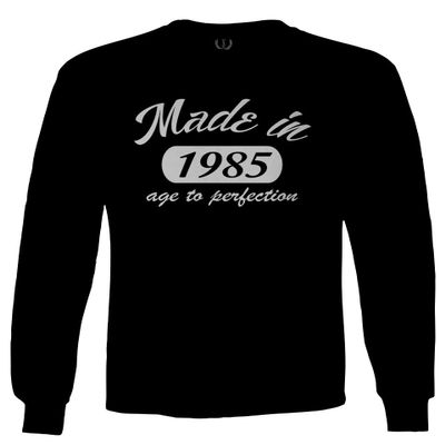0306. Cool Funny 40th Years Old Birthday Gift Made in 1985 Aged to Perfection Men's Long Sleeve t Shirt (Black, Small)
