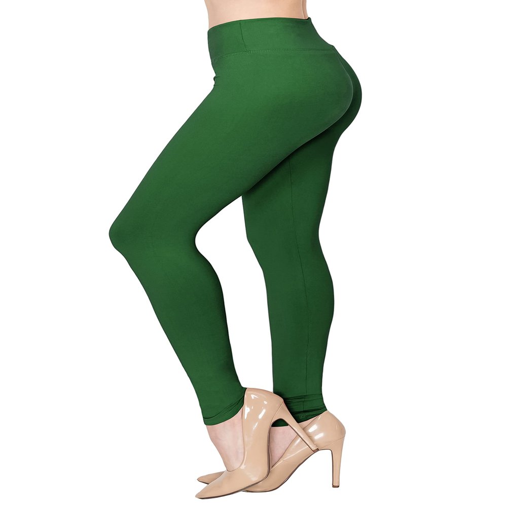 ALWAYS Soft Leggings for Women - High Waisted Tummy Control Compression Yoga Workout Pants Hunter Green Plus