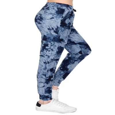 ALWAYS Cargo Jogger Pants for Women, High Waisted Sweatpants with Pockets, Buttery Soft Lounge Pants for Athletic Yoga, Gym & Performance Wear, Tie Dye 1911 Navy L