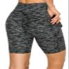 ALWAYS Women's Yoga Shorts with Pockets - High Waist Premium Soft Workout Stretch Compression Bike Pants Space Dye Black One Size view 3