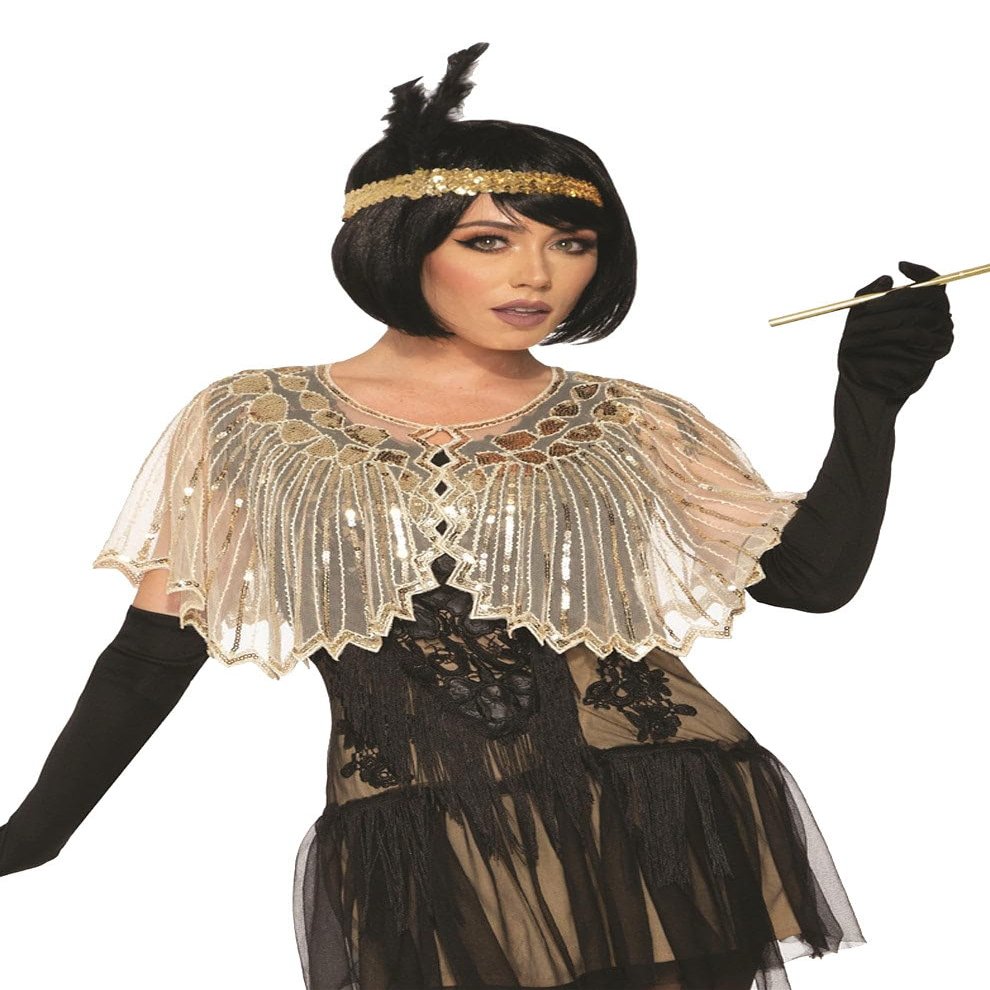 Forum Novelties Women's Roaring 20s Sequin Shawl, Beige, One Size