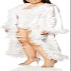 Forum Novelties Women's Vintage Hollywood Costume Marabou Trimmed Satin Robe, White, Small view 4
