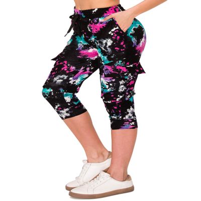 ALWAYS Womens Cargo Capri Jogger Sweatpants with Pockets Super Soft Stretch Lounge Pants, Casual Joggers for Women, Daily Wear & Travel, Tie Dye 4238 S