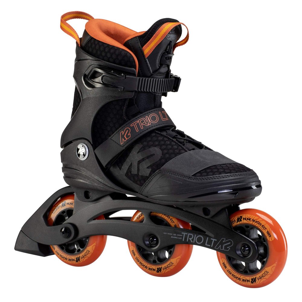 K2 Trio LT 100 Black Orange Mens Urban Inline Skates - Black/Orange / 5.0