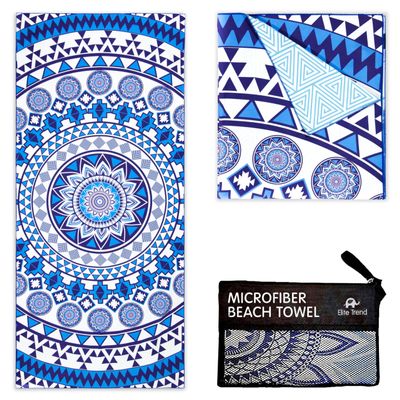 Elite Trend Microfiber Beach Towel for Adults with Bag - Extra Large 78x35 inch Lightweight Sand Free Quick Dry Towel for Travel, Swimming, Yoga, Camping (Blue Angel)