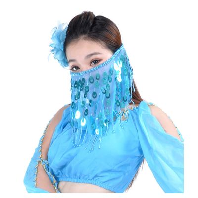 MUNAFIE Belly Dance Face Veil Scarf Trible Egyptian Mask Halloween Accessories