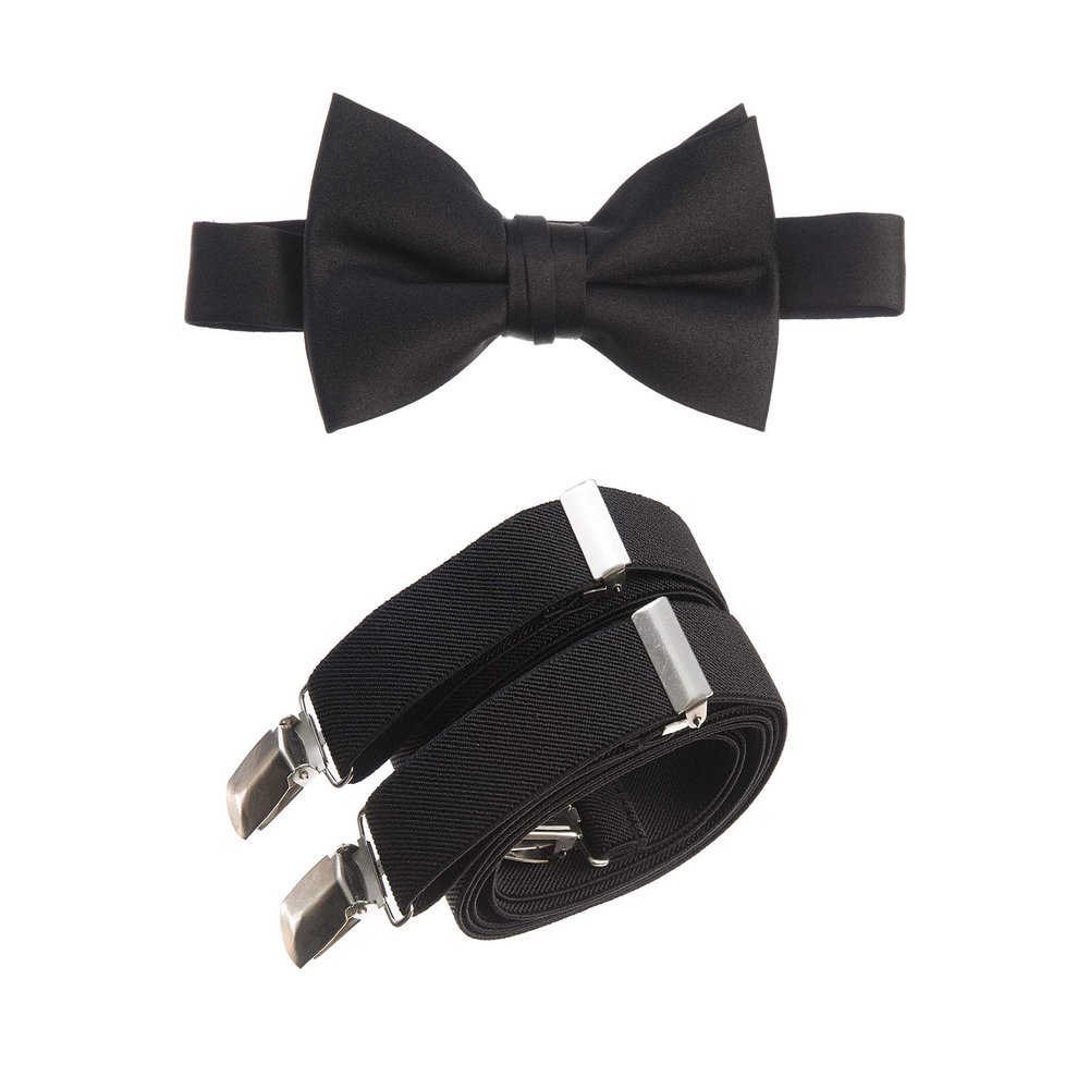 Tuxgear Baby Boys Bow Tie and Adjustable Stretch Suspender Sets (Black, 25" Toddler)