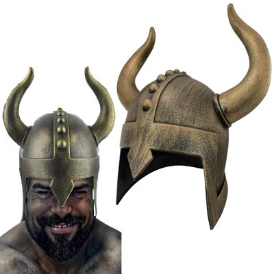 Nicky Bigs Novelties Viking Helmet, Viking Hat, Medieval Helmet, Vikings Hat Barbarian Costume Accessories For Men With Horns