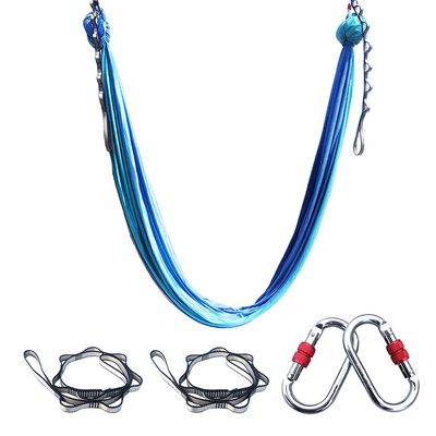 Aerial Silks, 5M2.8M Yoga Swing Aerial Yoga Hammock with Daisy Chains (Gradient blue)