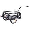 Black Folding Cargo Trailer with Seat Post Hitch for Quick Easy Attachment to Bicycle Can Fit Most Bicycles Quick Release Wheel Storage Cart for Transportation of Luggage Tools Groceries Space Saving view 2
