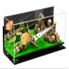Better Display Cases Versatile Clear Acrylic Trucks, Trains and Rockets Display Case - Large Rectangle Box with Mirror Case, Green Risers, Turf Base and Wall Mount 17" x 6" x 7" (A019/V46) view 1