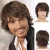 Wiwige Short Brown Wig for Mens Layered Natural Fluffy Synthetic Hair Wig Heat Resistant Halloween Cosplay with Wig Cap view 1