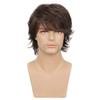 Wiwige Short Brown Wig for Mens Layered Natural Fluffy Synthetic Hair Wig Heat Resistant Halloween Cosplay with Wig Cap view 2