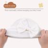 Bamery Newborn Baby Girl Hat Cotton Baby Bow Beanie Preemie Hats Spring Infant Hats for Girls 0-12 Months (Skin Pink+Deep Purple+White, 6-12 Months) view 4