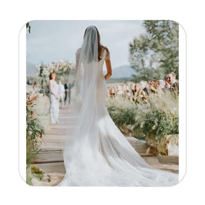 Unicra Cathedral Wedding Veil Long Veils for Women and Brides (59" W-118 L, White)
