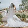 Unicra Cathedral Wedding Veil Long Veils for Women and Brides (59" W-118 L, White) view 2