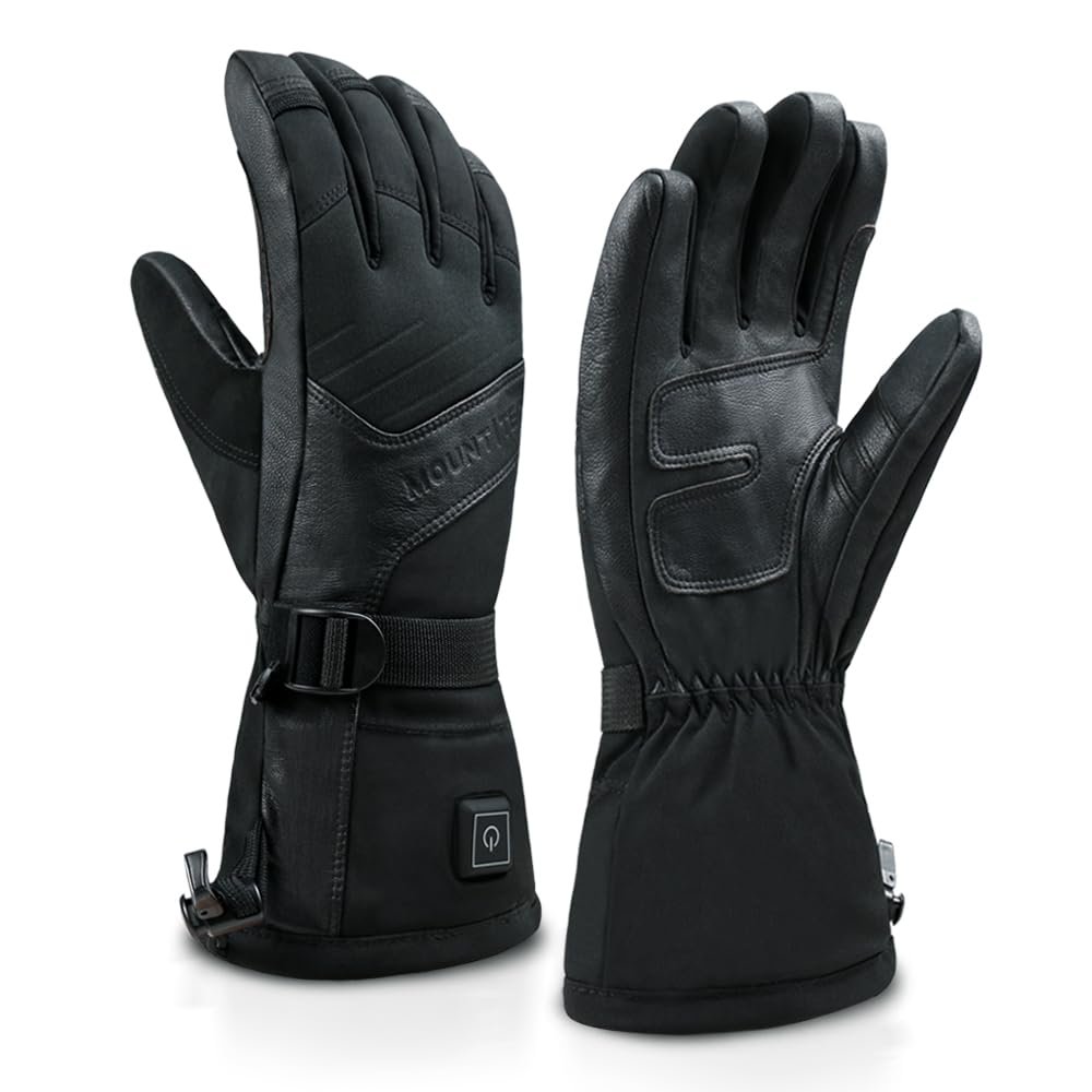 MOUNT TEC Explorer 3 Unisex Ski & Snowboard Heated Gloves Mens & Womens Touch Screen Thermal Gloves for Outdoor Snow Sports in Winter (Black, L)