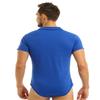 Hansber Men's One Piece Short Sleeve Shirts Turn-Down Collar Bodysuit Rompers Button Crotch Lingerie Costume Blue Large view 4