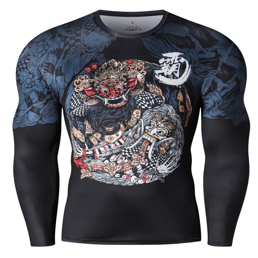 Red Plume Cool Dry Compression Long Sleeve Baselayer Athletic Sports T-Shirts/Compression Crew Neck Long Sleeve T-Shirts (Pattern 6, L)