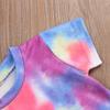 WALLARENEAR Toddler Baby Girl 2Pcs Summer Outfit Cartoon Dinosaur Short Sleeve T-Shirt Crop Top + Ruffle Shorts (Gradient, 6-12 Months) view 3