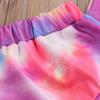 WALLARENEAR Toddler Baby Girl 2Pcs Summer Outfit Cartoon Dinosaur Short Sleeve T-Shirt Crop Top + Ruffle Shorts (Gradient, 6-12 Months) view 4