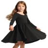 Stelle Girls Cotton Long Sleeve Dress Twirl Skater Dress, Black, 7 Years view 1