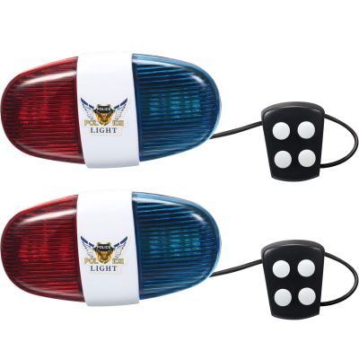 2 Pieces Bike Police Sound Lights LED Sounds Trumpet Bike Horn Police Siren Warning Safety Bicycle LED Light Waterproof