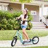 Aosom Youth Scooter Front and Rear Caliper Dual Brakes 12-Inch Inflatable Front Wheel Ride On Toy for Adult Age 5+, Blue view 2