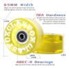 CLAS FOX 78A Indoor or Outdoor 65x35mm Quad Roller Skate Wheels with ABEC-9 Bearings 8 Pcs (Yellow) view 2