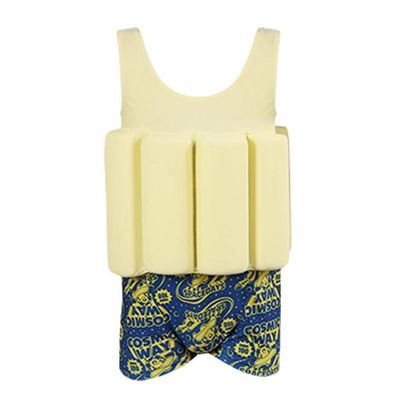 Kids Boys Girls Toddler Floatation Swimsuit with Adjustable Buoyancy Baby Summer Training Float Suit Swim Vest Life Jacket Floating One Piece Swimwear Safety Pool Bathing Suit Swimming Yellow 4-5T
