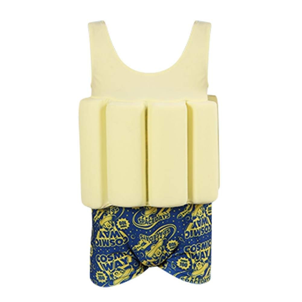 Kids Boys Girls Toddler Floatation Swimsuit with Adjustable Buoyancy Baby Summer Training Float Suit Swim Vest Life Jacket Floating One Piece Swimwear Safety Pool Bathing Suit Swimming Yellow 4-5T