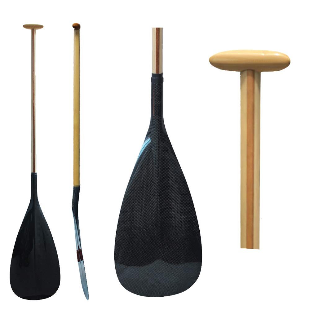 CISIMOVE Hybrid Wooden Shaft and Carbon Fiber Outrigger Canoe Paddle Straight Shaft OC Paddle (53)