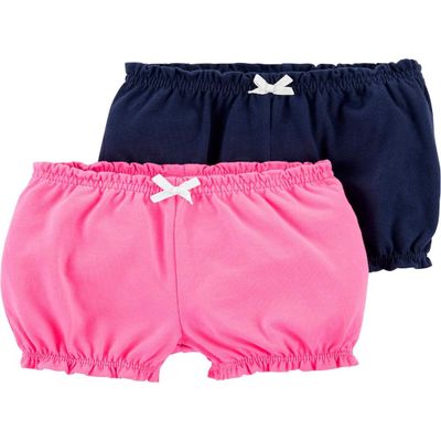 Carter's Baby Girls' 2-Pack Bubble Shorts (3 Months, Navy/Pink)