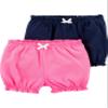 Carter's Baby Girls' 2-Pack Bubble Shorts (3 Months, Navy/Pink) view 2