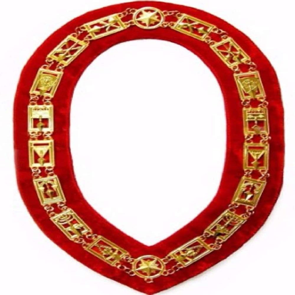 Cryptic Mason - Royal & Select Chain Collar - Gold/Silver On Red + Free Case (Gold)