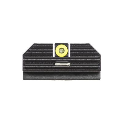Night Fision Costa Ludus Night Sight Set Compatible with Glock 17/19/22-28/31-35/37-41/45/48 - Yellow Front Ring, Rear Sight with Horizontal Tritium Bar