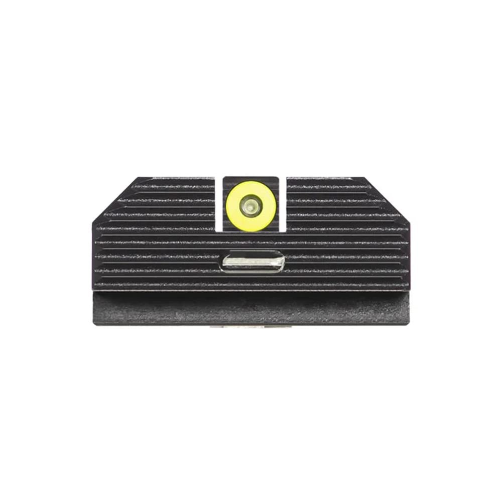 Night Fision Costa Ludus Night Sight Set Compatible with Glock 17/19/22-28/31-35/37-41/45/48 - Yellow Front Ring, Rear Sight with Horizontal Tritium Bar