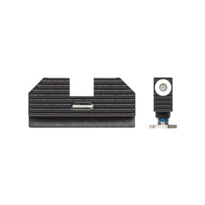 Night Fision Costa Ludus Night Sight Set Compatible with Glock 17/19/22-28/31-35/37-41/45/48 - White Front Ring, Rear Sight with Horizontal Tritium Bar