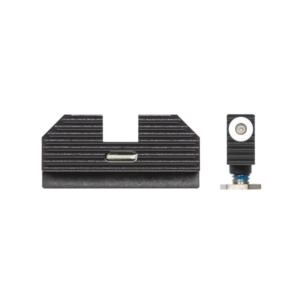 Night Fision Costa Ludus Night Sight Set Compatible with Glock 17/19/22-28/31-35/37-41/45/48 - White Front Ring, Rear Sight with Horizontal Tritium Bar