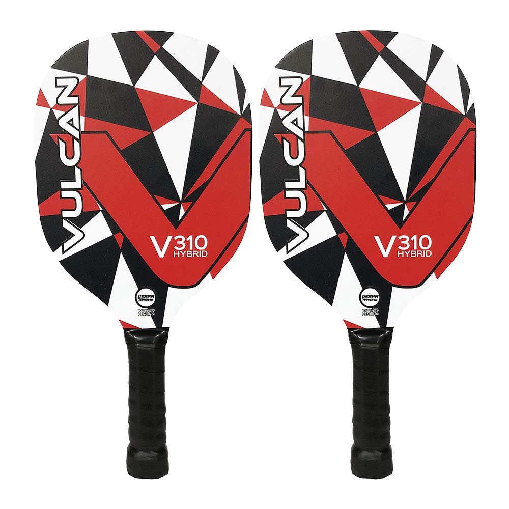 Vulcan | V310 Pickleball Paddle | Hybrid Performance | Wood Composite Core | USAP Approved | Rogue Red Geo - 2 Pack