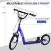 Aosom Youth Scooter Kick Scooter for Kids 5+ with Adjustable Handlebar 16" Front and 12" Rear Dual Brakes Inflatable Wheels, Blue view 4