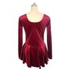 Ice Figure Skating Dress Girls Classic Velvet Open Back Skirt Training Dance Dress Competition Wine Red view 3