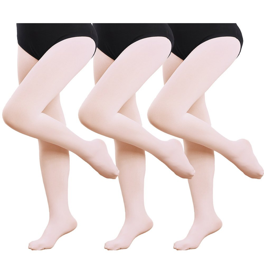 90 Denier Pink Women Ballet Tights Footed Dance Pantyhose Opaque 3 Pairs