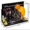 Better Display Cases Acrylic Double Mini - Miniature (not Full Size) Football Helmet or Mini Goalie Mask Display Case with Mirror Case, Yellow Risers and Black Base (A019/V46) view 2