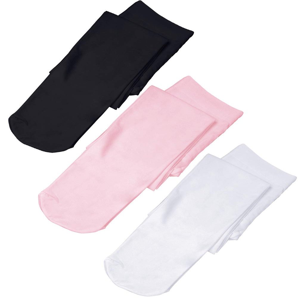 90 Denier Pink Women Dance Tights Footed Dance Pantyhose Opaque 3 Pairs