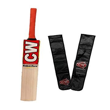 CW Smasher Tennis Cricket Bat Kashmir Willow Bat Youth Boy Size 4,5 (5 for 10-12 Yrs)